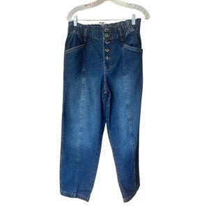 Time and Tru Women's Jeans Button Up Puckered Elastic Waist Relaxed Fit Size 12
